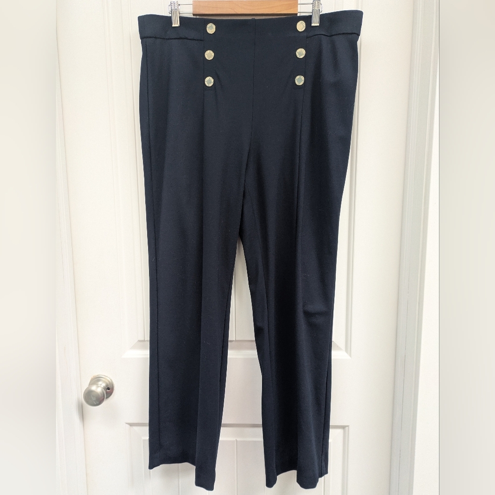 Anne Klein Navy Blue Sailor Trouser